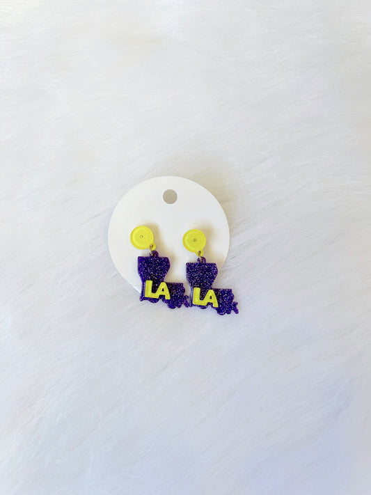 LA Purple and Gold LSU Earrings