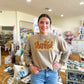 Sequin Thankful Sweatshirt- Mocha