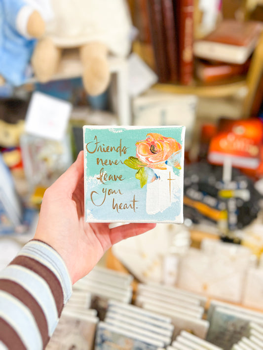 4x4 Friends Never Leave Your Heart with Blue Background Canvas Art