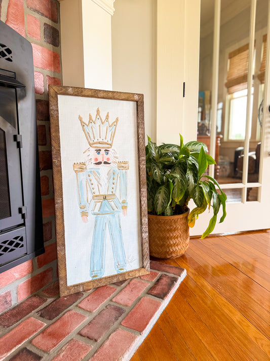 Charlie Tall Blue Nutcracker Framed Art 18x36