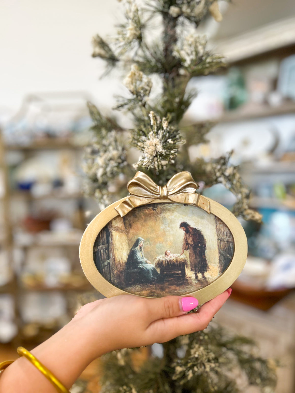 The Holy Family Nativity Frame with Bow