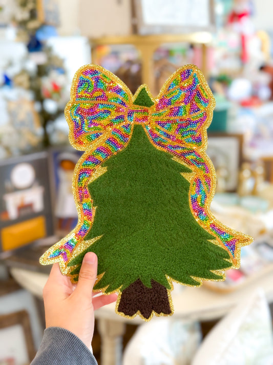 Patch- Christmas Tree with Multicolored Bow