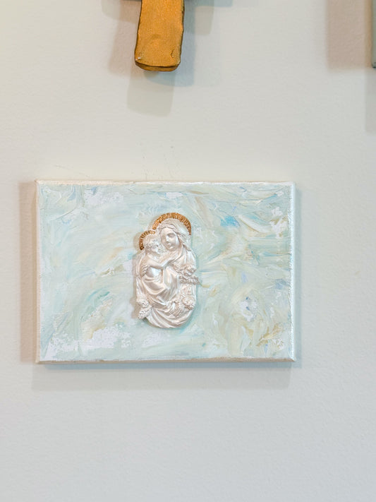 Madonna & Child on 5x7 Light Mint Canvas