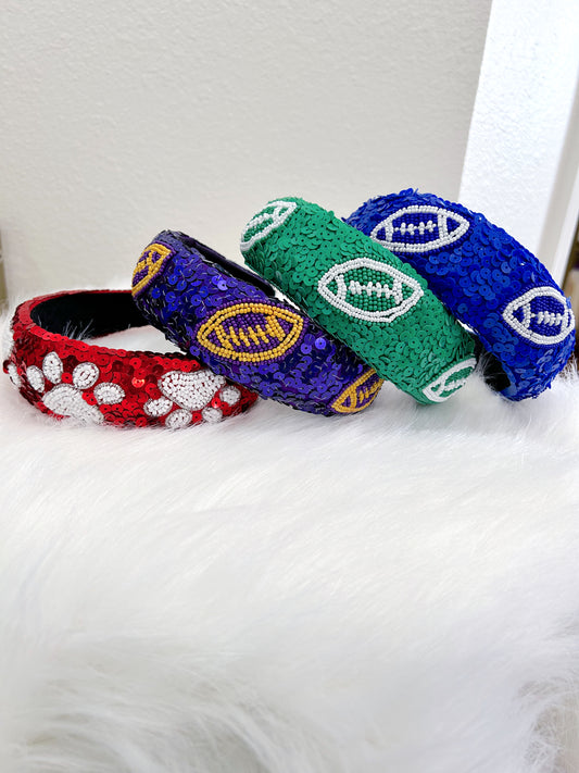 Beaded Football Sequin Headbands