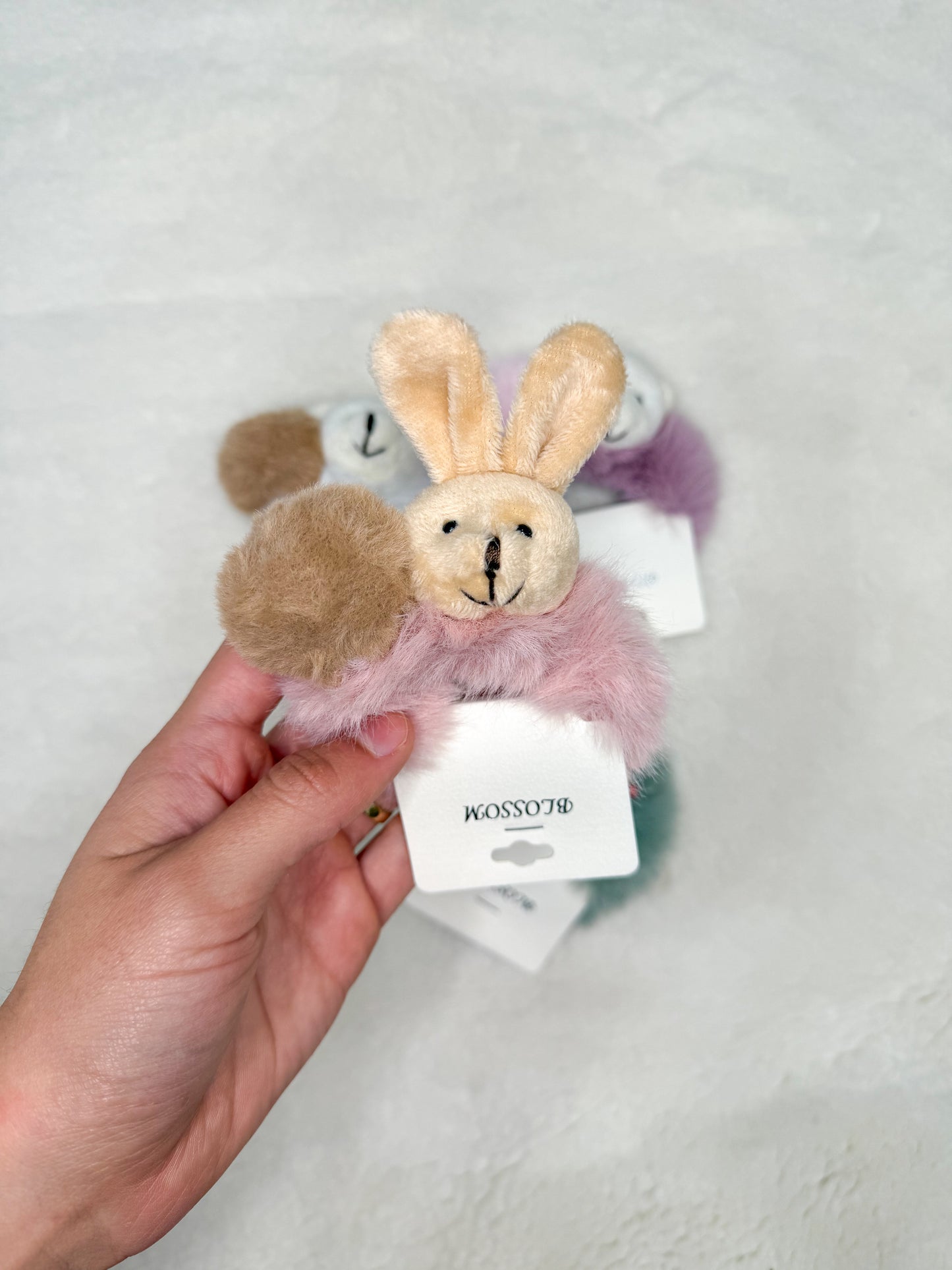 Fuzzy Friends Hair Scrunchy- Pink Bunny