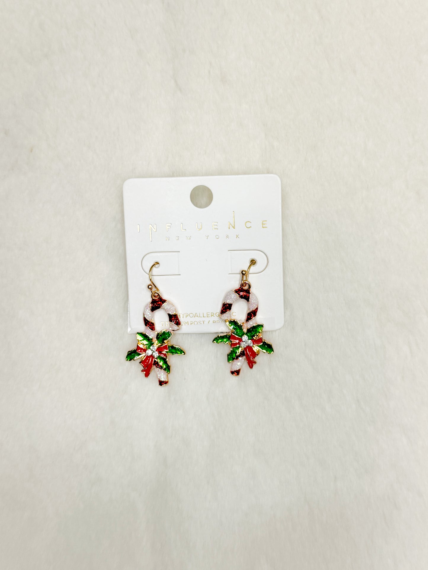 Sweet Swirl Sparkle Candy Cane Earrings
