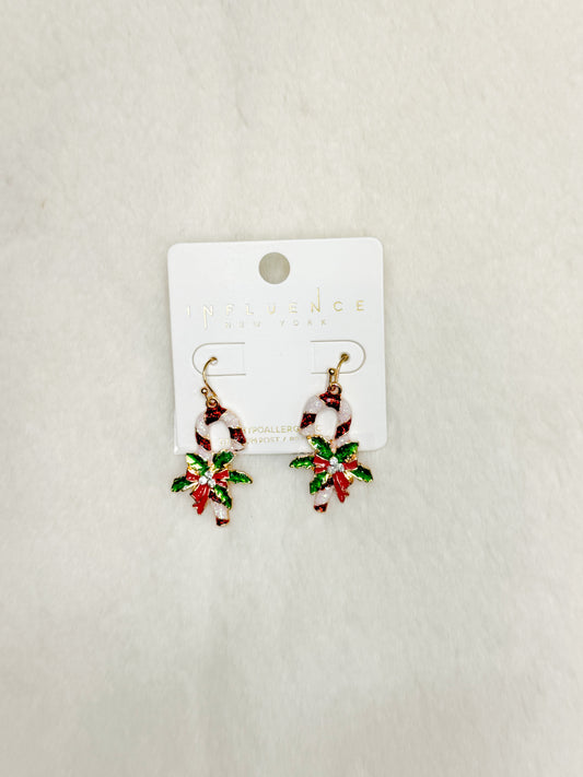 Sweet Swirl Sparkle Candy Cane Earrings