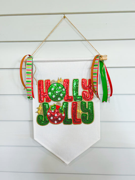 Holly Jolly Wreath Door Banner