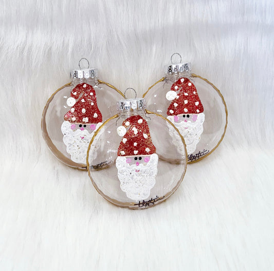 Round Clear Santa Ornament