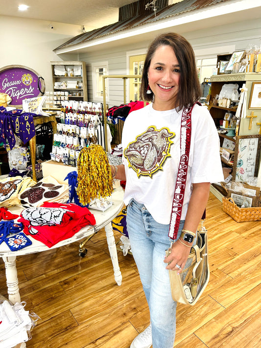 Sparkle Bulldog White Boxy Tee