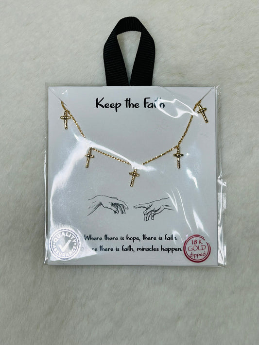 Keep the Faith Gold Multi Cross Necklace