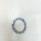 Grey Beaded Bracelet with Blue Floral Beads