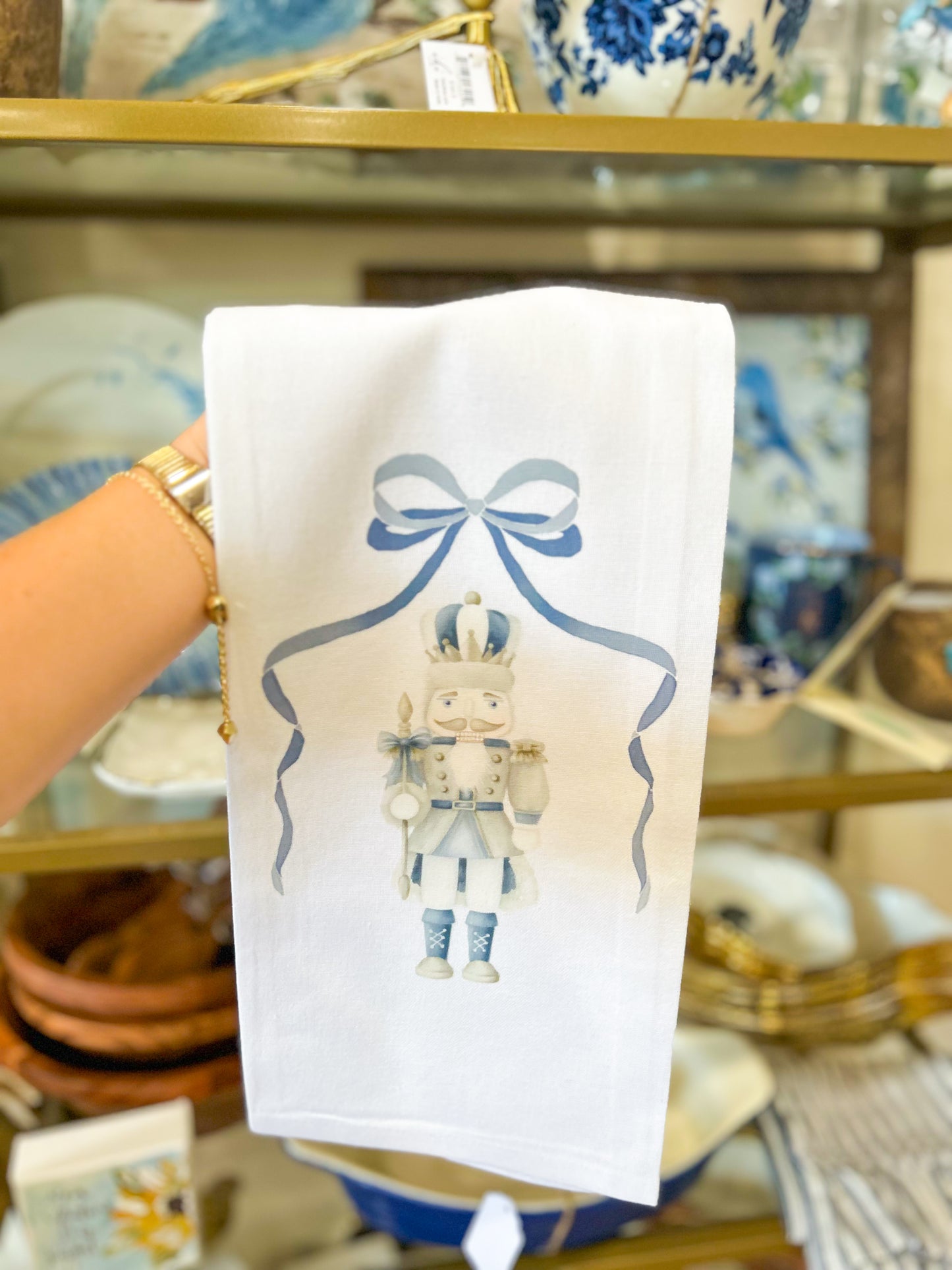Whimsical Blue Nutcracker Hand Towel