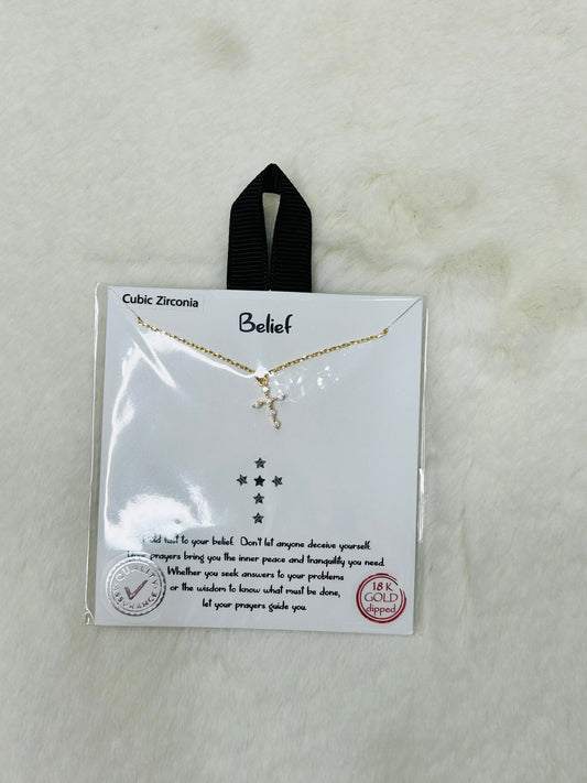 Belief Diamond Cross Gold Necklaces