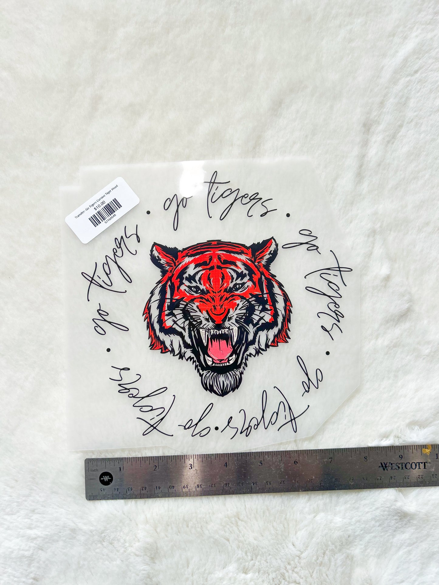 Transfer- Go Tigers Cursive Tiger Head