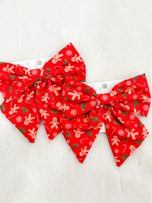 Christmas Hair Bow- Gingerbread