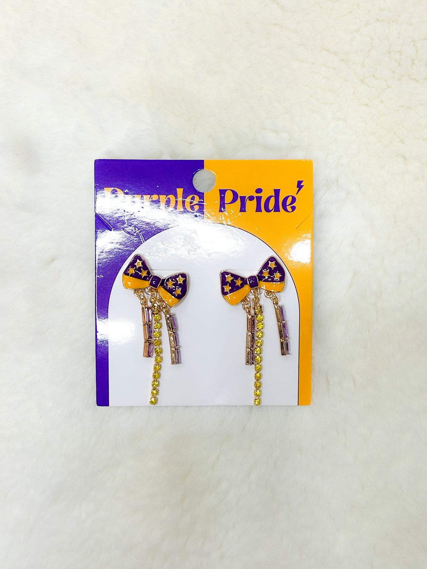 Bow Rhinestone Pride Dangle Earrings
