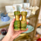 Vintage Green & Gold Wooden Salt + Pepper Shakers
