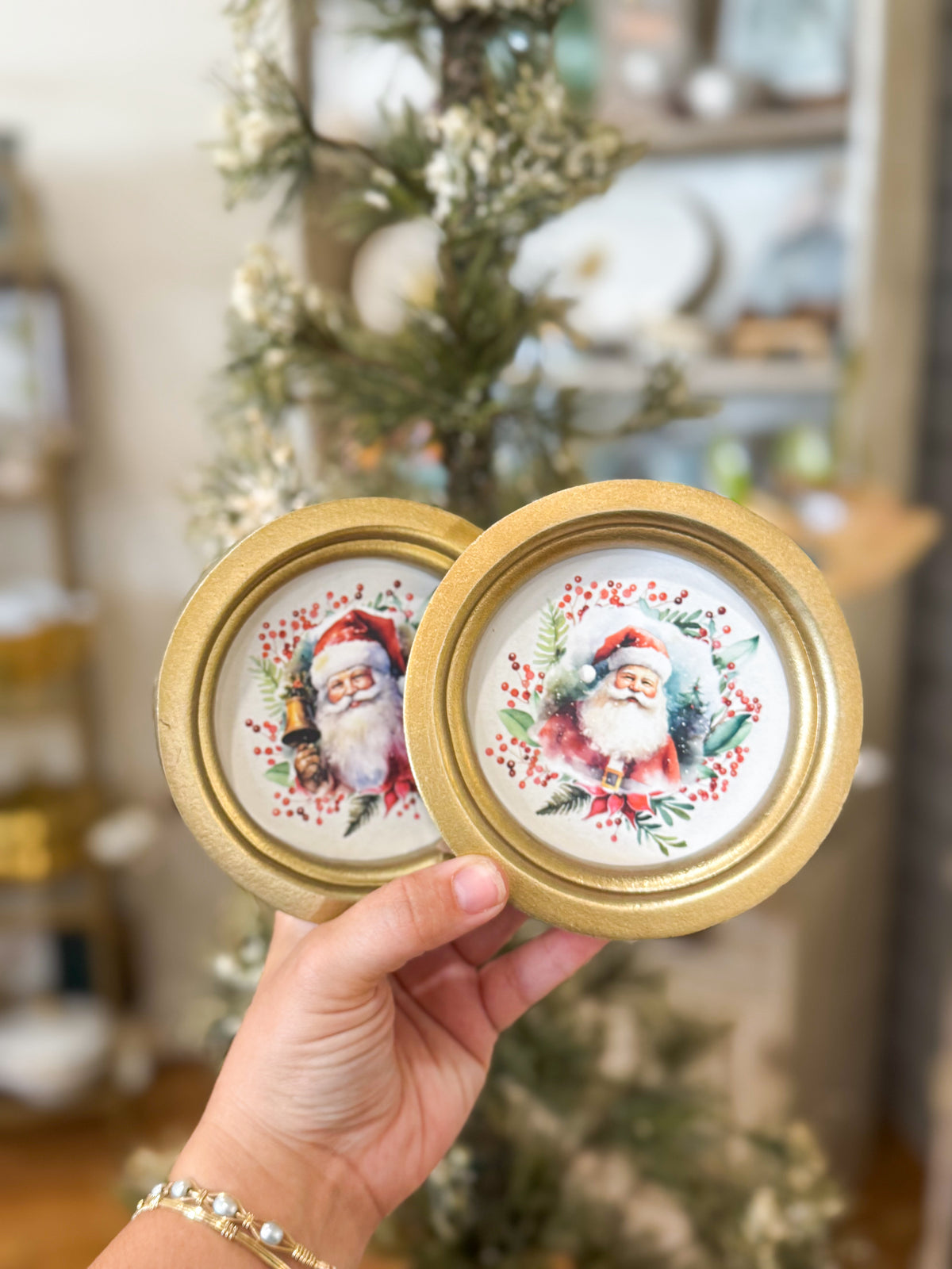 Mini Gold Circle Frame- Santa