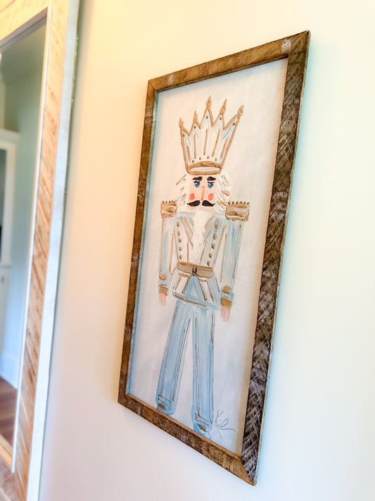 Charlie Tall Blue Nutcracker Framed Art 12x24