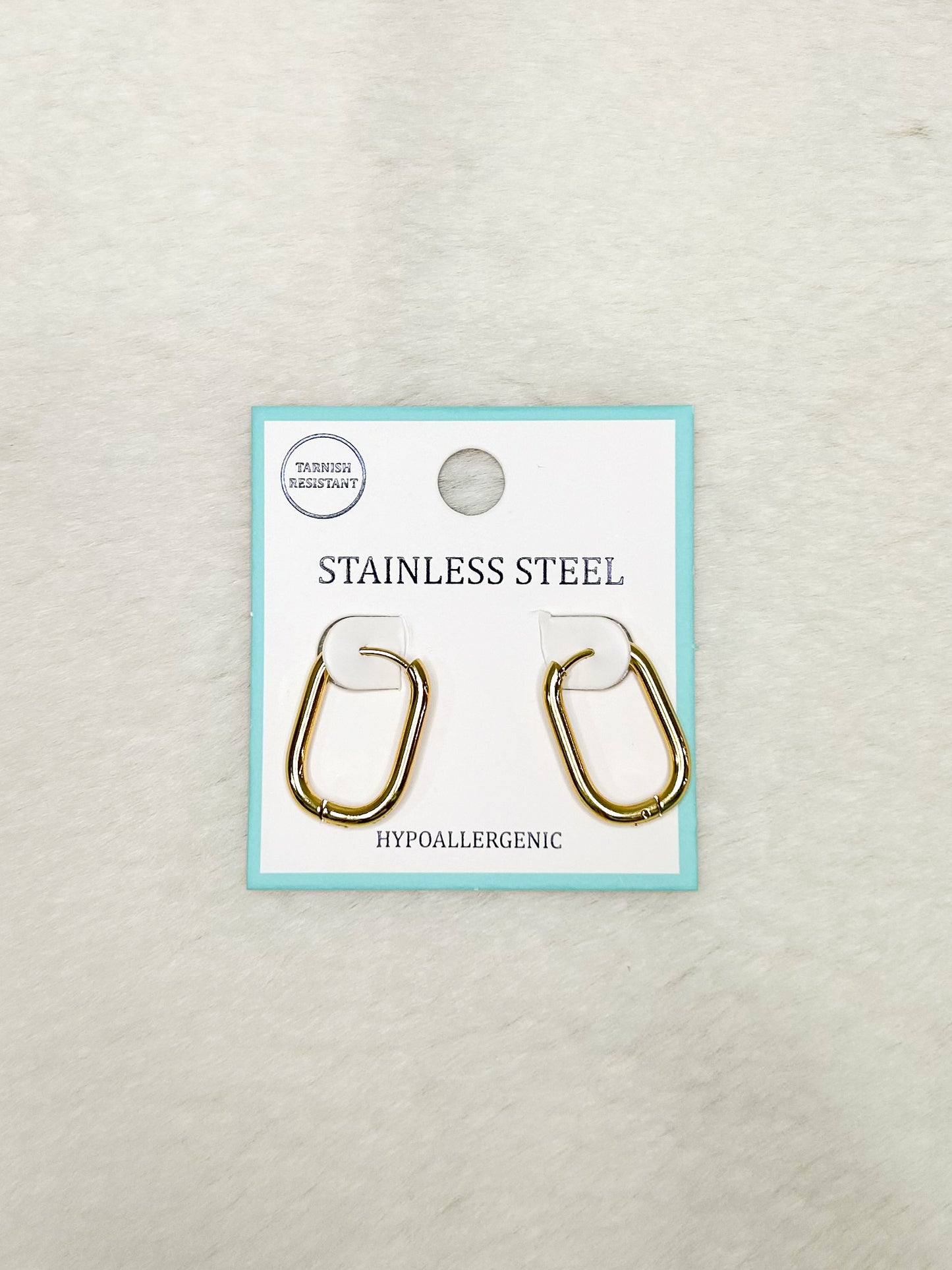 Stainless Steel Rectangle Gold Huggie Hoops