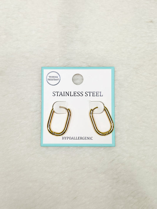 Stainless Steel Rectangle Gold Huggie Hoops