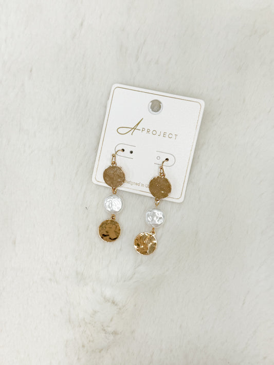 Harbor Nights Pearl & Gold Dangle Earrings