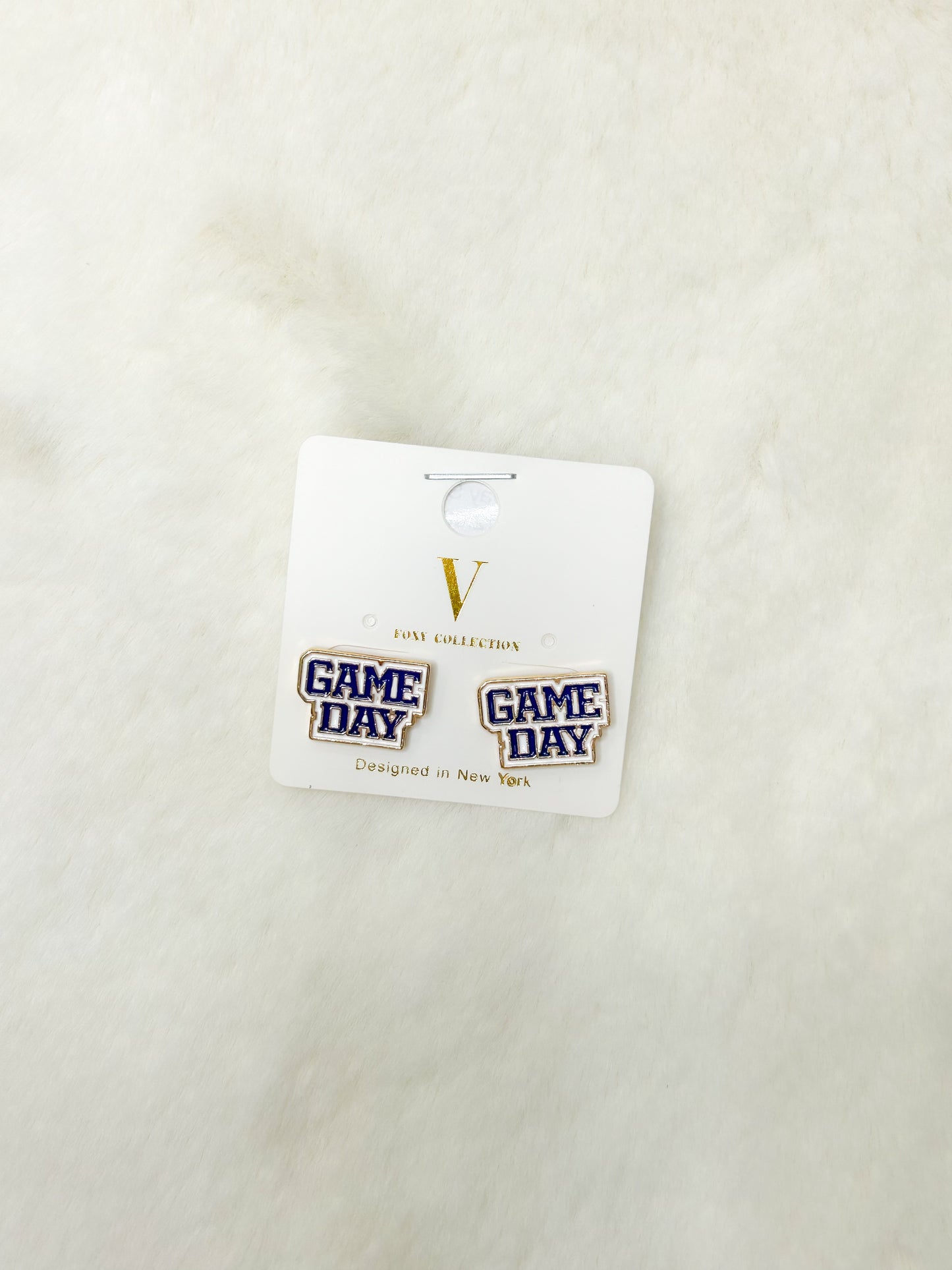 Navy Game Day Stud Earrings