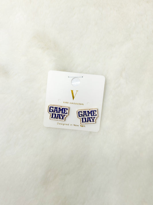Navy Game Day Stud Earrings