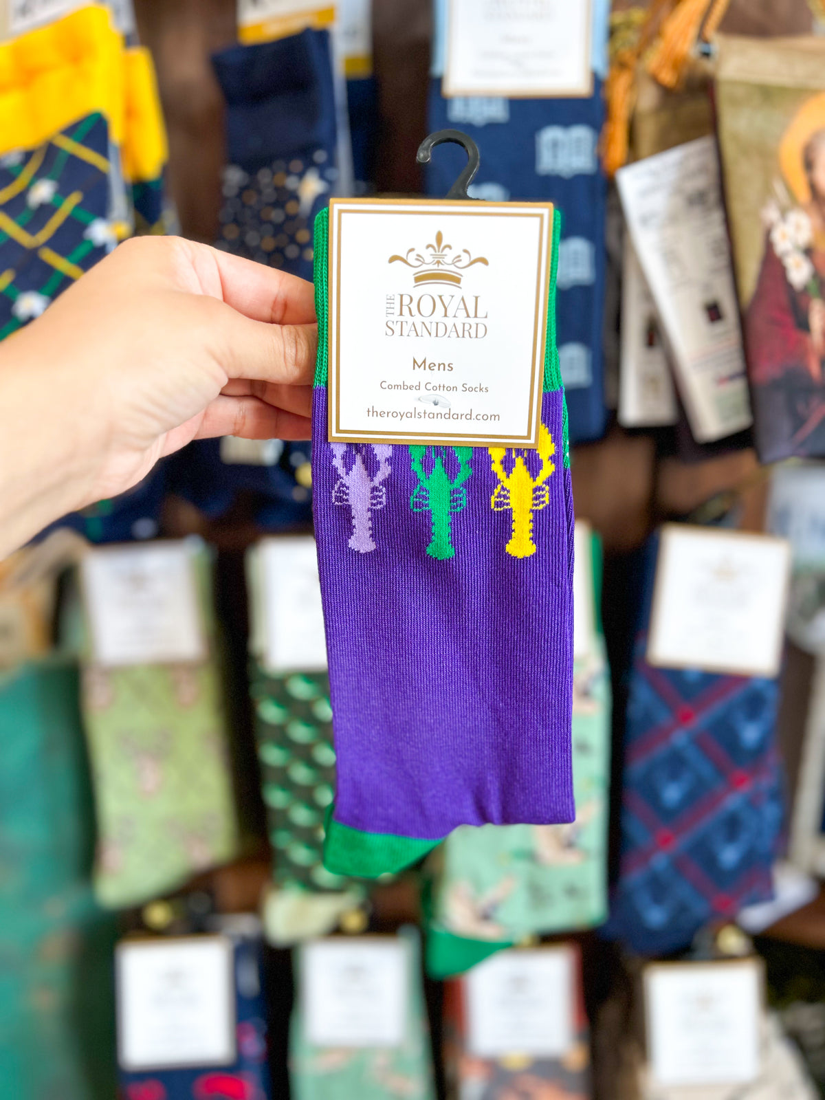 Men's Carnival Crawfish Socks-Purple