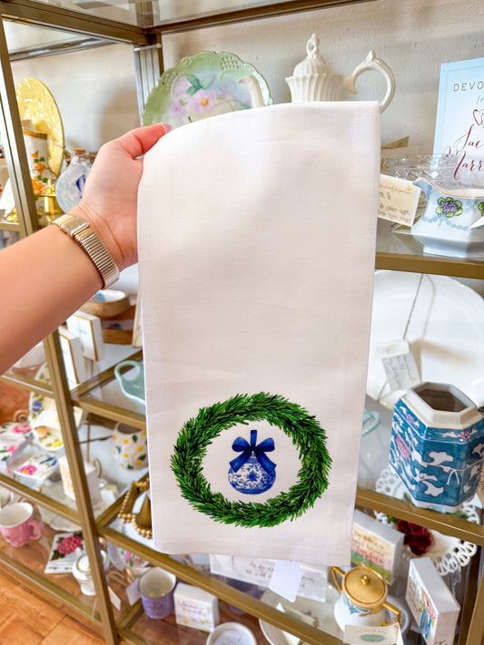 Blue and White Holiday Hand Towel