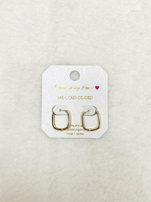 Forever in my Heart Square Gold Huggie Hoops