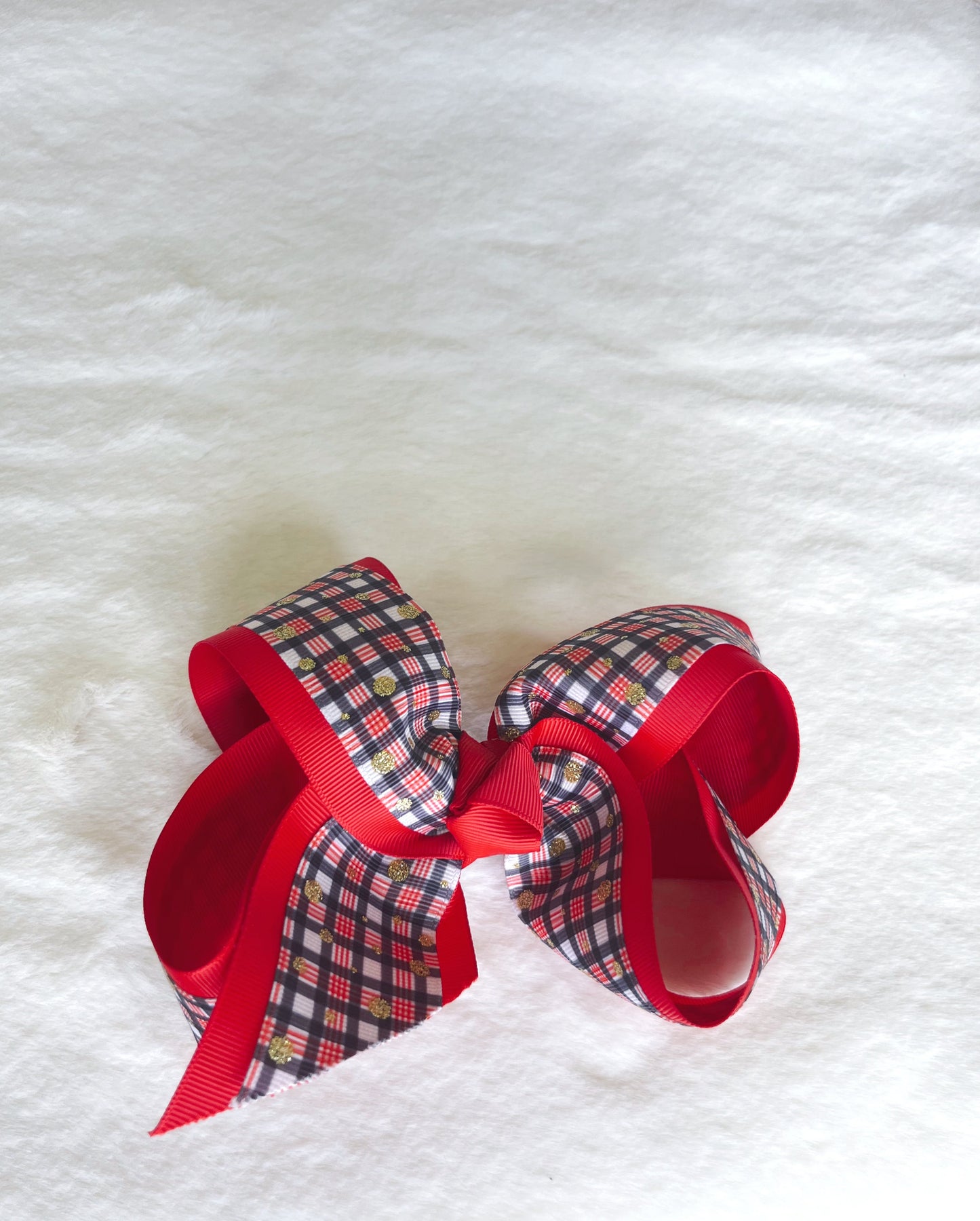 Rose Double Layered Bow Plaid