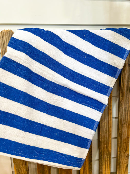 Striped Beach Towel- Navy Blue