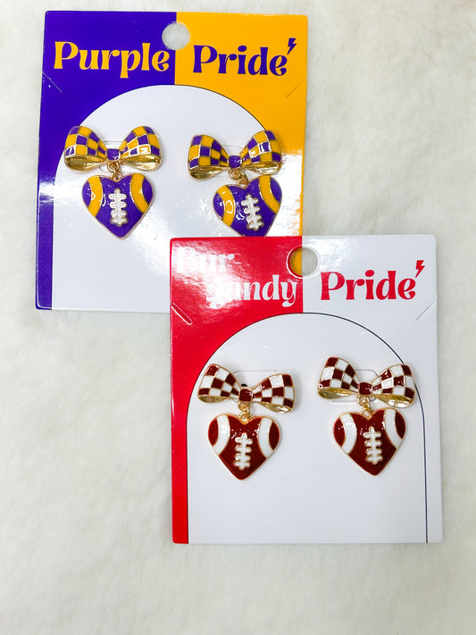 Bow Football Pride Earrings