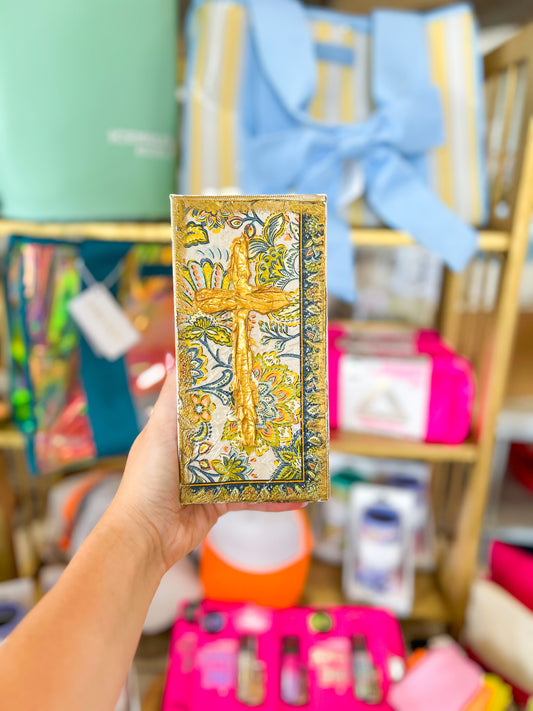 4x8 Gold Cross with Decorative Background canvas