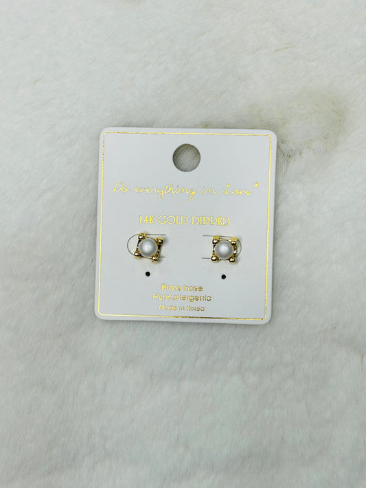 Tessa Mini Simple Gold Pearl Stud Earrings