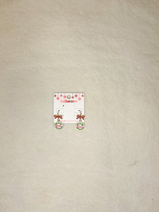 Merry Christmas Bow Earrings