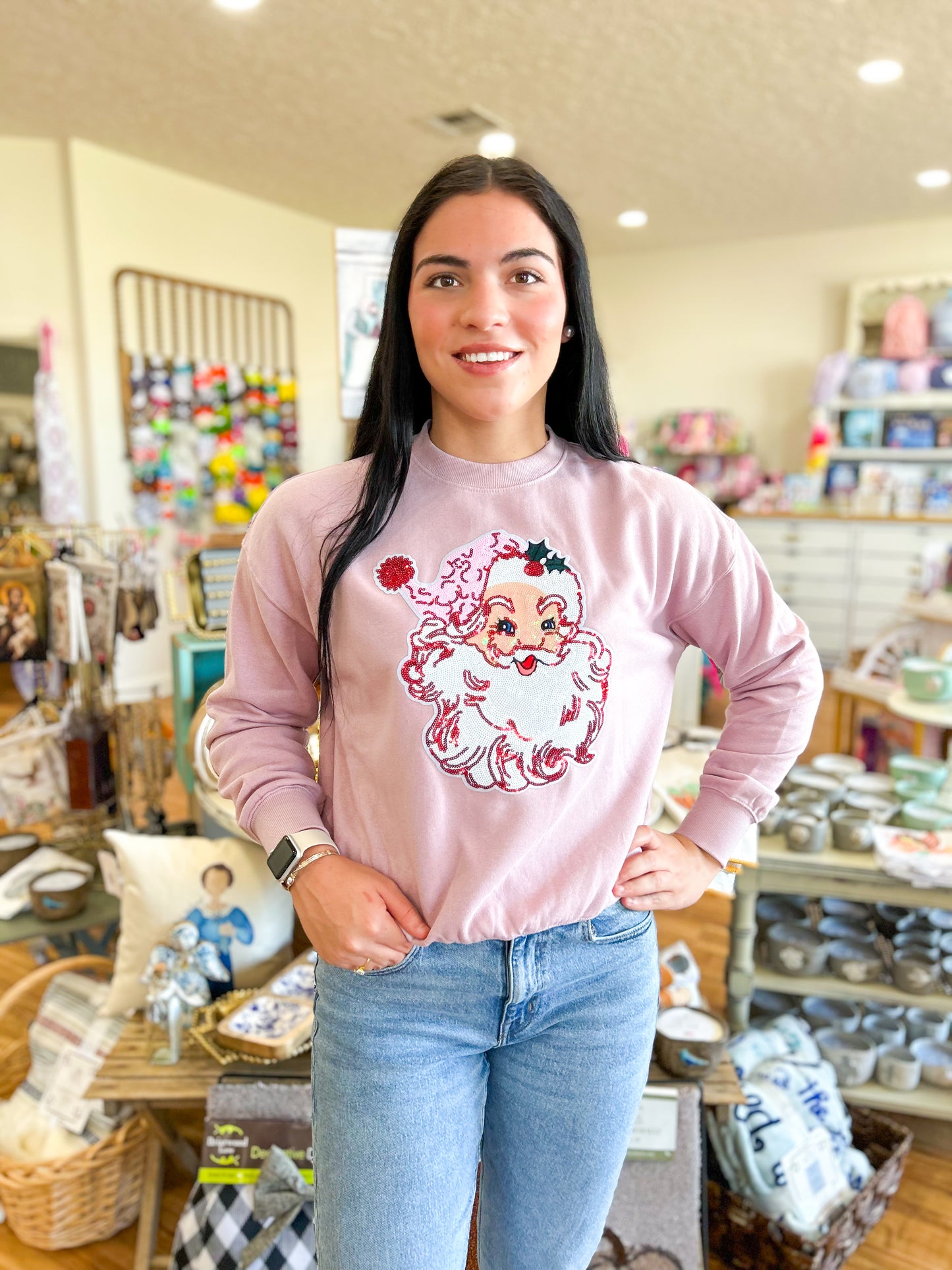 Vintage Santa Pink Sweatshirt