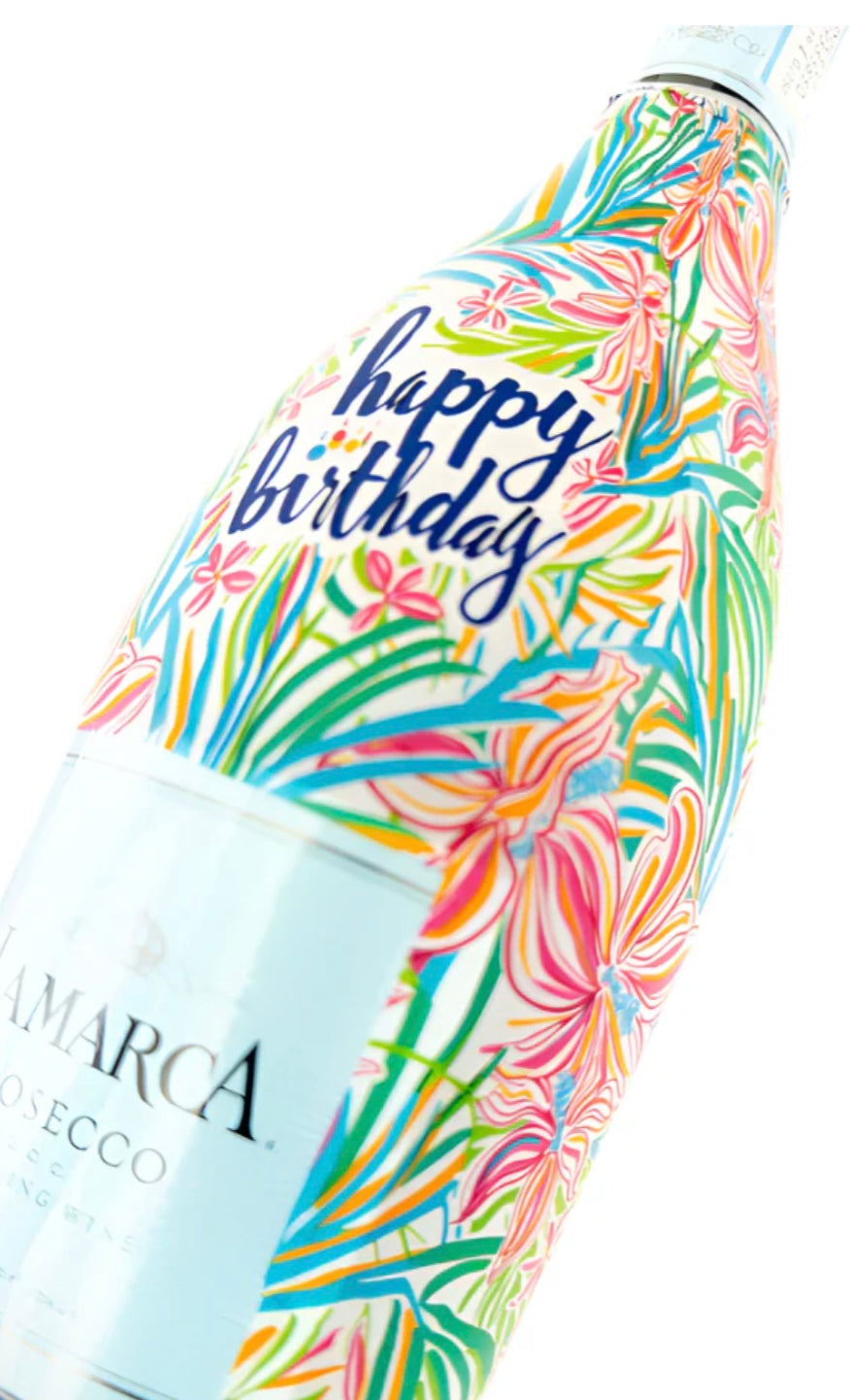 Beau Bottles Happy Birthday Floral- La Marca Edition Champagne Bottle Wrap