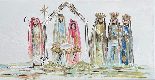 GA Colorful Nativity Lumbar Pillow