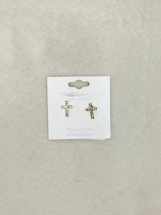 Mia Holy Glow Cross Stud Earrings