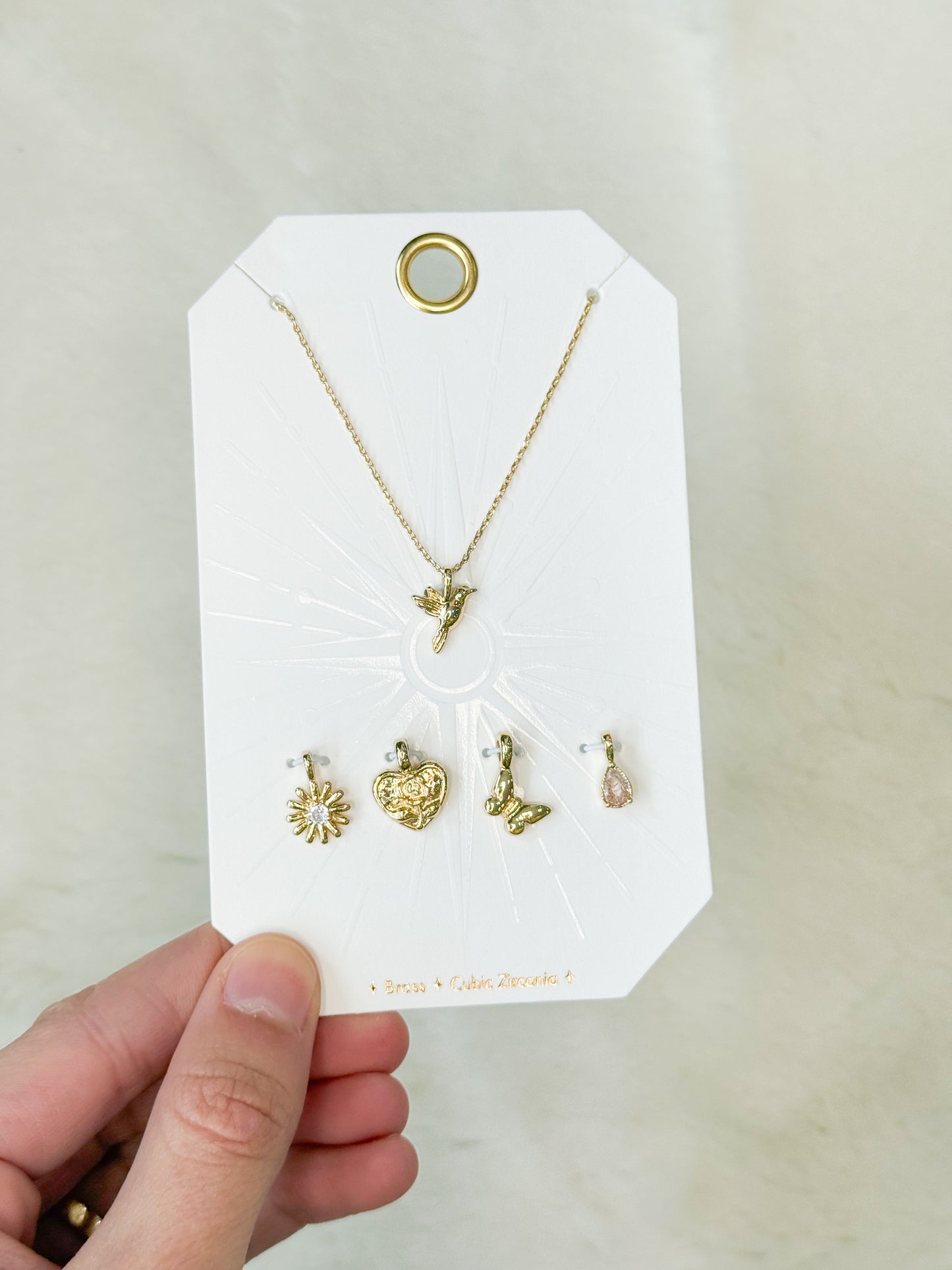 Gold Dove and Butterfly Charm Necklace
