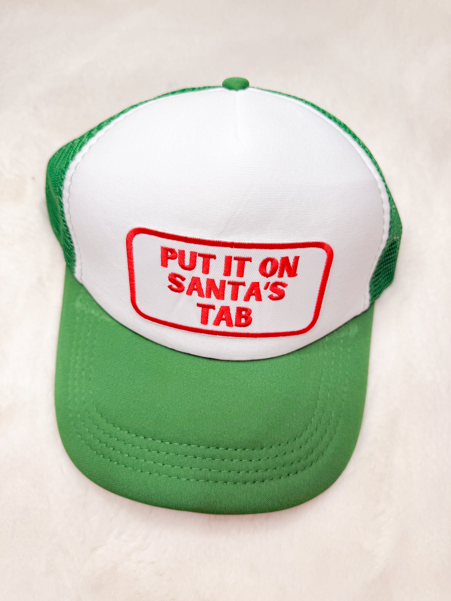 Trucker Hat Patch Put It On Santa's Tab Green