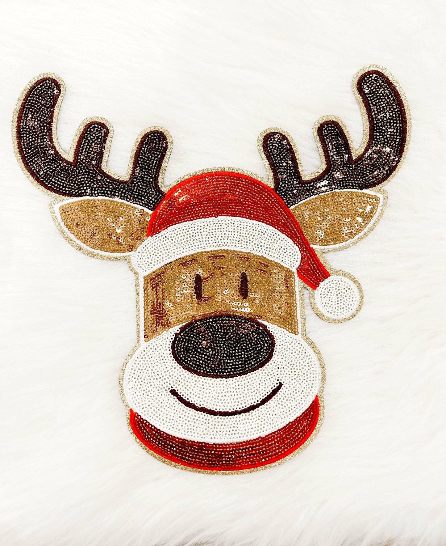 Patch- Sequin Reindeer Face