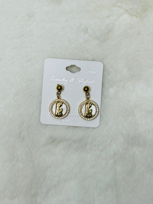 Ave Maria Profile Madonna Diamond & Mother of Pearl Dangle Earrings