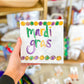 6x6 Mardi Gras with Beaded Border Canvas Art