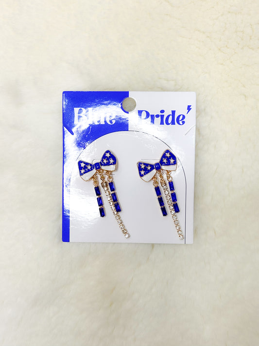 Bow Rhinestone Pride Dangle Earrings
