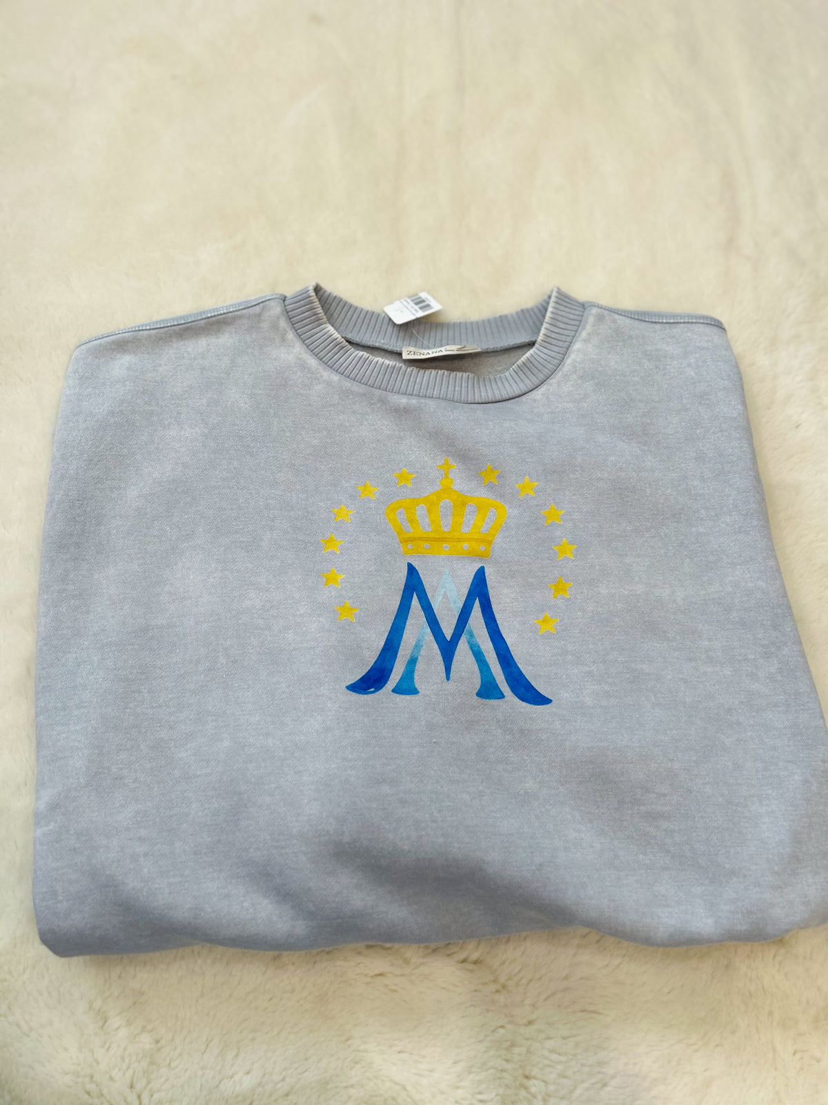 Sample- Light Grey Sweatshirt with Marian Symbol
