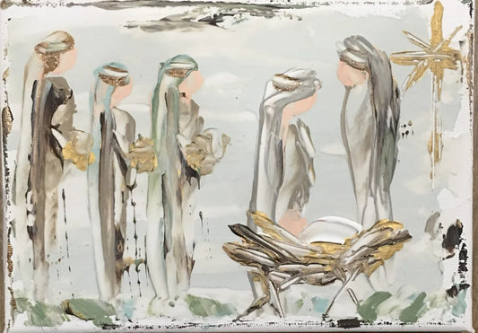 Holy Blessing Nativity Scene Framed Art 12x24